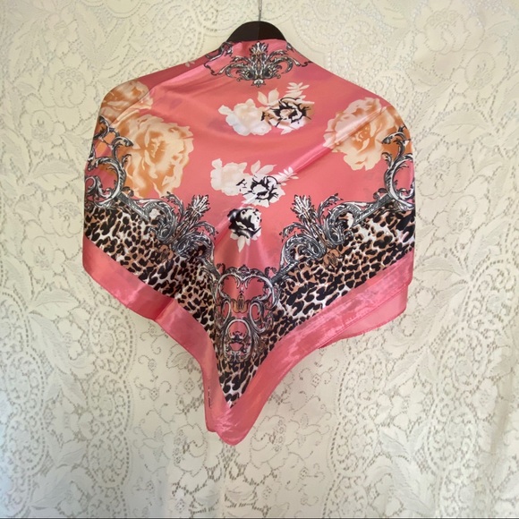 SALE 2/$27 Salmon Pink Floral Peony Accent Scarf - Picture 2 of 14